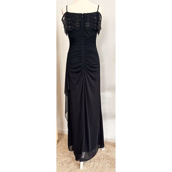 X by Xscape Women Floor Length Navy Blue Evening Gown US 4 Whimsygoth 90s Y2K - Picture 3 of 16